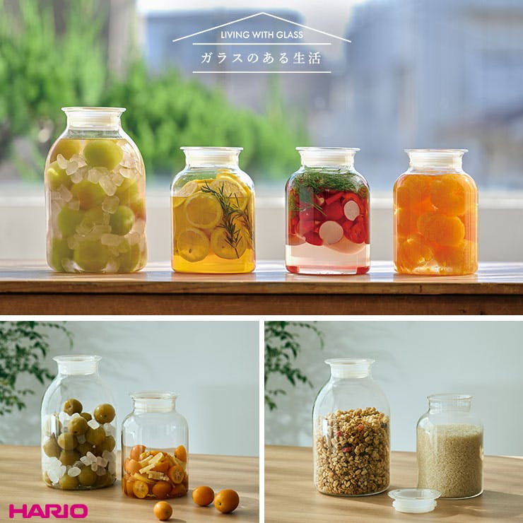 ハリオ ガラスのある生活 ガラスの手仕事保存びん クリア 2000ml HARIO