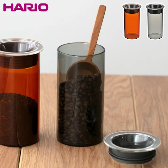 ハリオ カラーズ キャニスター 耐熱ガラス HARIO COLORS アンバー HCN-400-AB HCN-400-GR【ガラス 保存容器 茶葉 コーヒー 調味料 保存 ガラス容器 食洗機対応】 アンバー