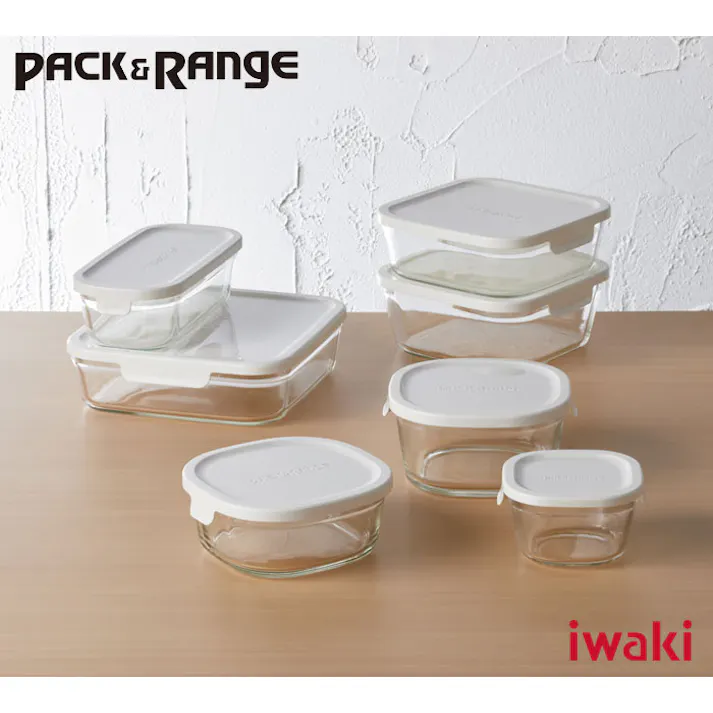 iwaki イワキ パック&レンジ ホワイト 4点セット 角型【保存容器 ガラス 耐熱容器 ガラス容器 電子レンジ オーブン調理対応 食洗機対応 食品保存容器】