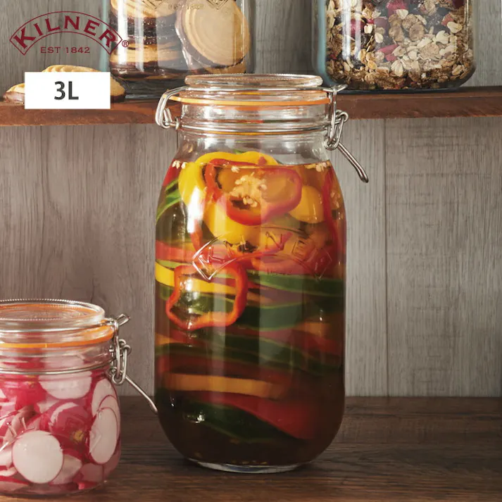 キルナー ラウンド クリップトップジャー 3L 38-2100-00 KILNER ROUND CLIPTOP JAR【梅酒 果実酒 瓶 ビン ガラス 保存瓶 3リットル 煮沸消毒 ガラス瓶 蓋付 ガラス容器 ガラスジャー 密封瓶 保存容器】