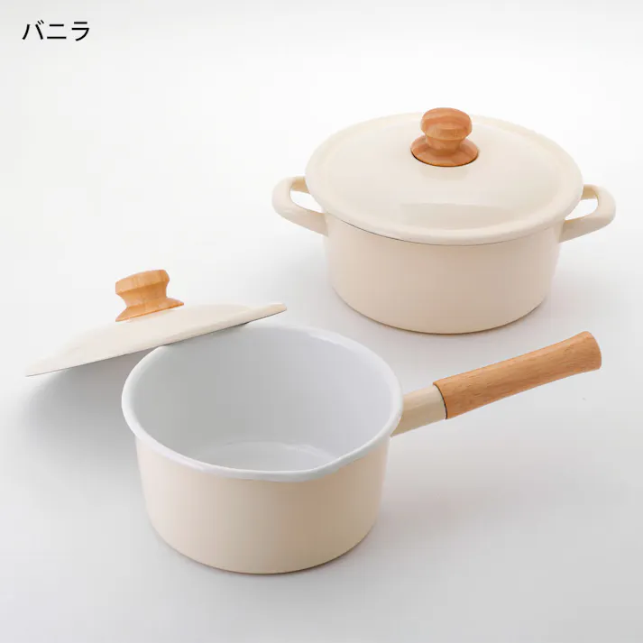 富士ホーロー BMS ビームス シンプル 片手鍋 18cm&両手鍋 20cm セット ガス火 IH対応【IH200V対応 ソースパン キャセロール ホーロー鍋 琺瑯鍋 調理器具】レッド