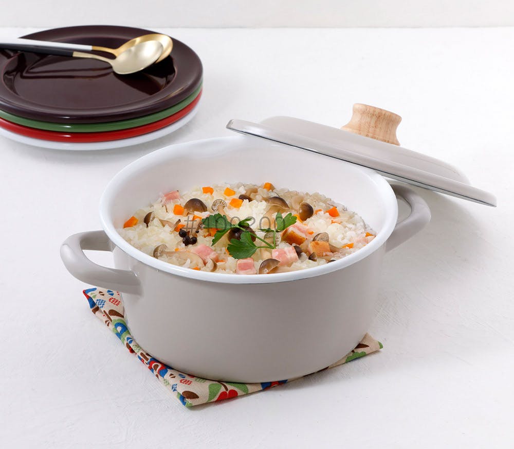 CTP-20W.W コットンプラスキャセロール20cm ホワイト 富士ホーロー