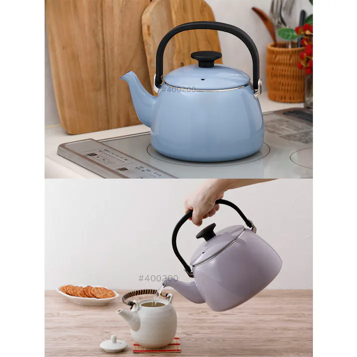 富士ホーロー コットン プラス ホーロー ケトル 2.5L ガス火 IH対応 CTP-2.5K【琺瑯 やかん 直火 ほうろう 麦茶ケトル】 パープル