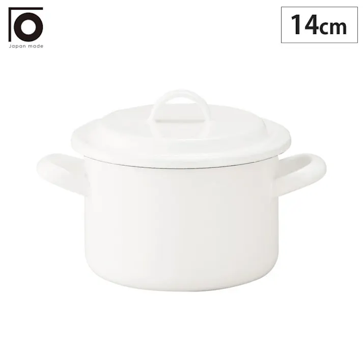 にちにち道具 キャセロール 14cm 蓋付き ホワイト IH対応 野田琺瑯【両手鍋 ホーロー 琺瑯 ホーロー鍋 直火 IH 日本製】