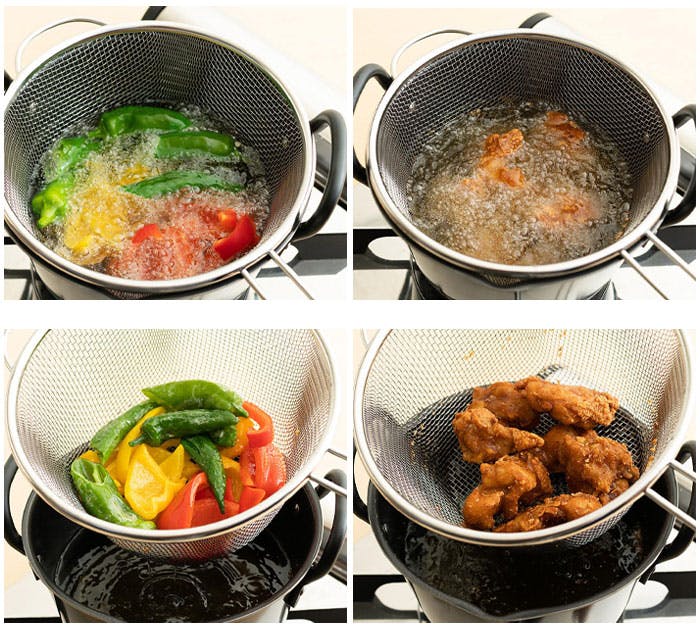 にちにち道具 揚げ鍋18cm IH対応 ぴったりサイズのバスケットセット