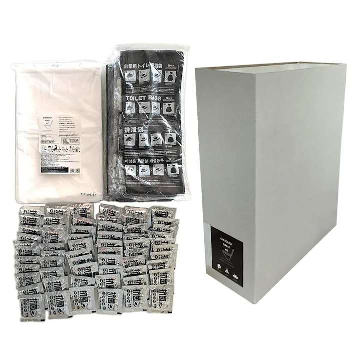 緊急用トイレキット 60個入 東洋ケース ETK-03-GY【簡易トイレ 凝固剤 60回分 セット 大容量 防災グッズ トイレ アウトドア キャンプ 車 非常用トイレ 持ち運び 抗菌 消臭 日本製】