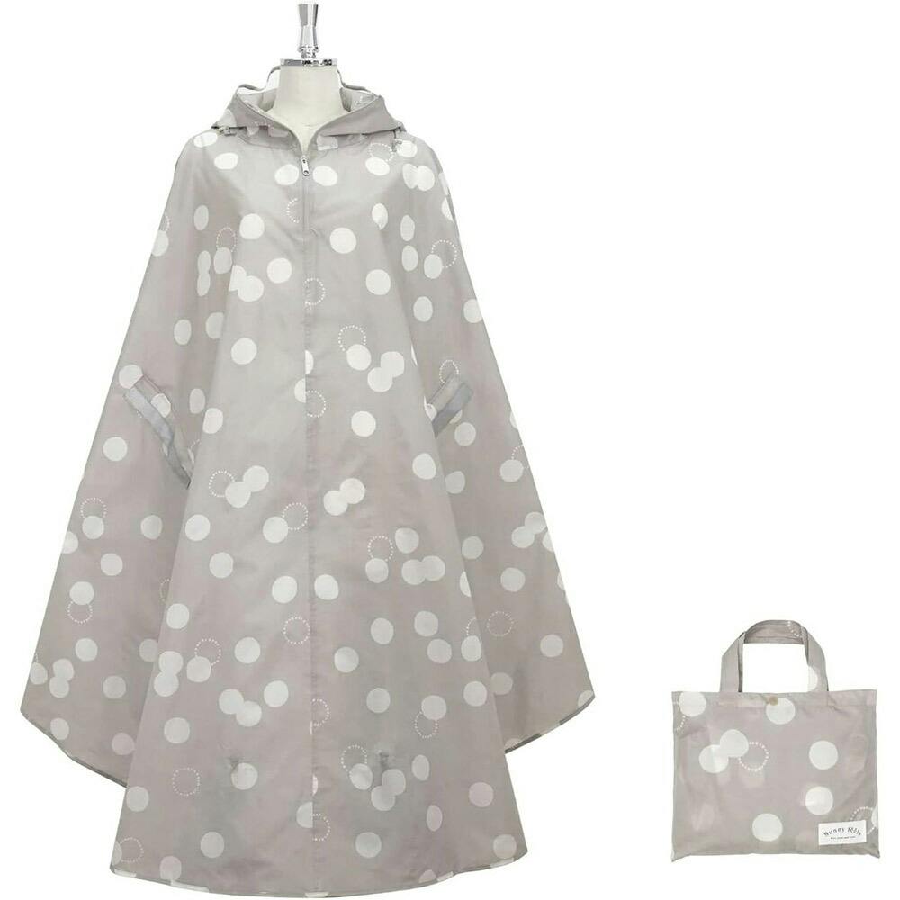 サイクルコート アマオト 収納ポーチ付き 東洋ケース【レインコート 自転車 ロング レディース レインポンチョ 雨具 カッパ】グレージュ