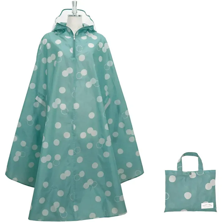 サイクルコート アマオト 収納ポーチ付き 東洋ケース【レインコート 自転車 ロング レディース レインポンチョ 雨具 カッパ】グリーン