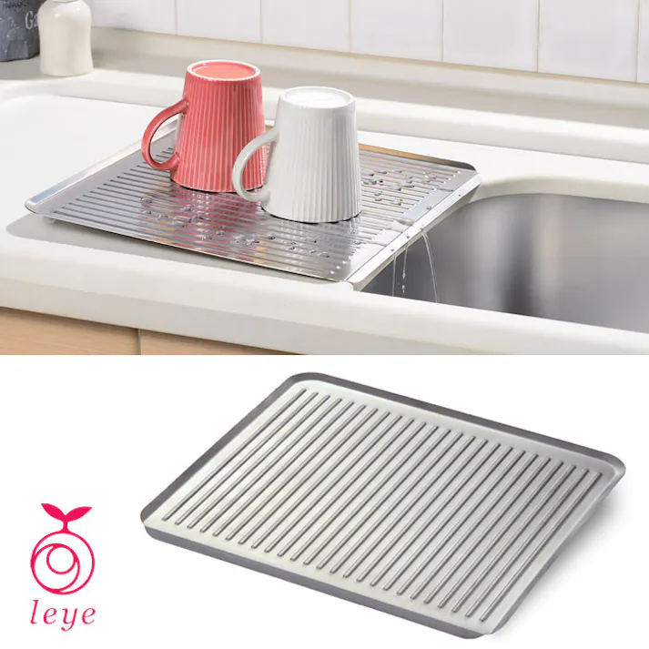 オークス レイエ 水が流れる ちょい置きトレー ステンレス LS1539【水切りトレー 水切りトレイ 水切り キッチン 台所 収納 leye AUX 日本製】