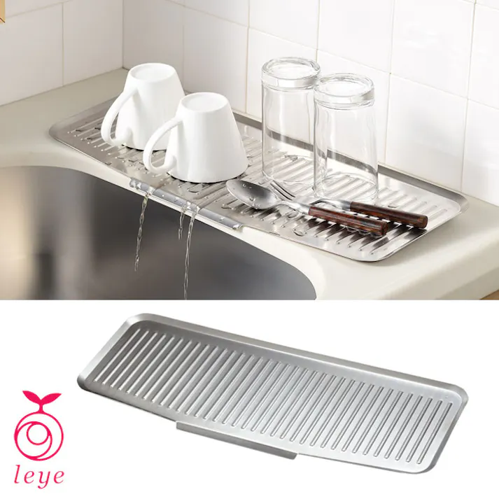 オークス レイエ 水が流れる ちょい置きトレー スリム ステンレス LS1540【水切りトレー 水切りトレイ 水切り キッチン 台所 収納 leye AUX 日本製】