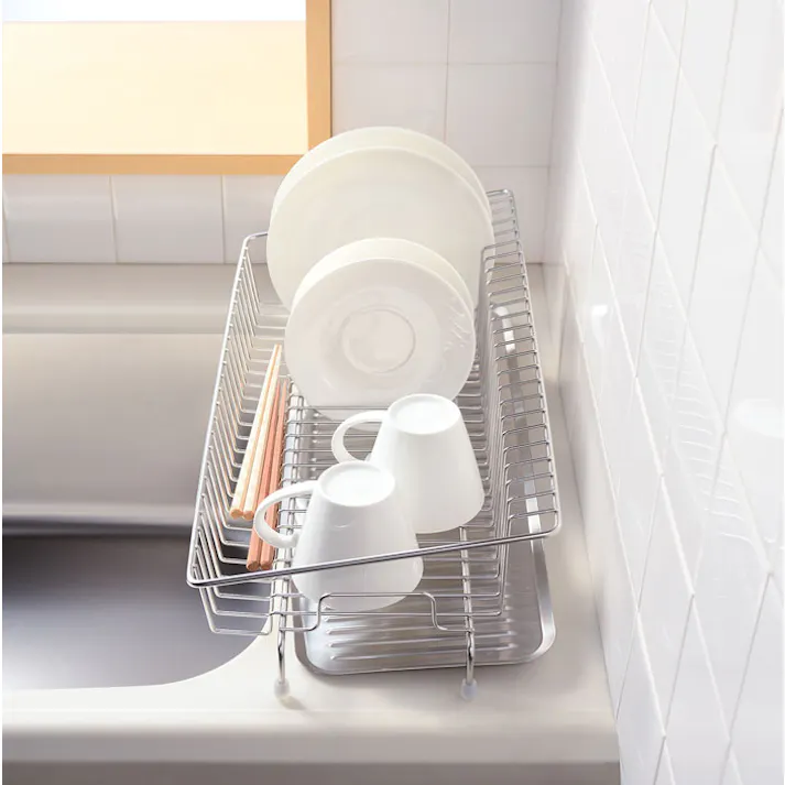 オークス レイエ 幅18cmに置ける 水切りカゴ ステンレス LS1542【スリム 水切りバスケット 水切りかご 水切りラック 水が流れる 水切り キッチン 台所 収納 leye AUX 日本製】