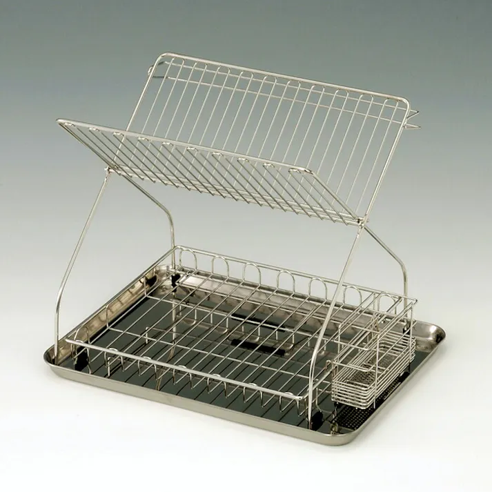 chinami たためる水切り 場所取らず 大木製作所 浜内千波デザイン【水切りラック 2段 ステンレス 大容量 水切りかご 折りたたみ スリム収納 キッチン 台所 整理 日本製】