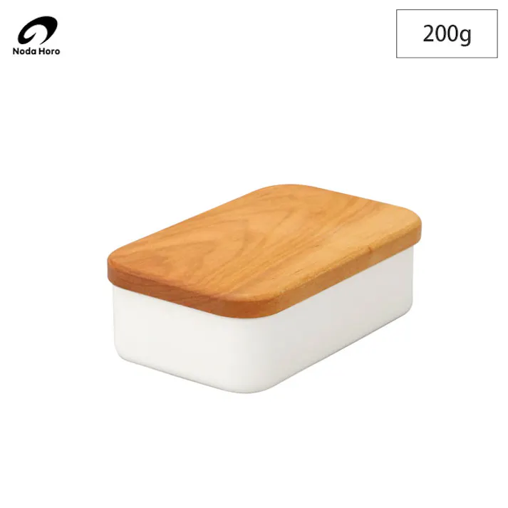 野田琺瑯 バターケース 200g BT-200 木製蓋【ホーロー 琺瑯 ほうろう 保存容器 バター容器 ホーロー容器 バター 保存 収納 容器 日本製 キッチン用品 通販】
