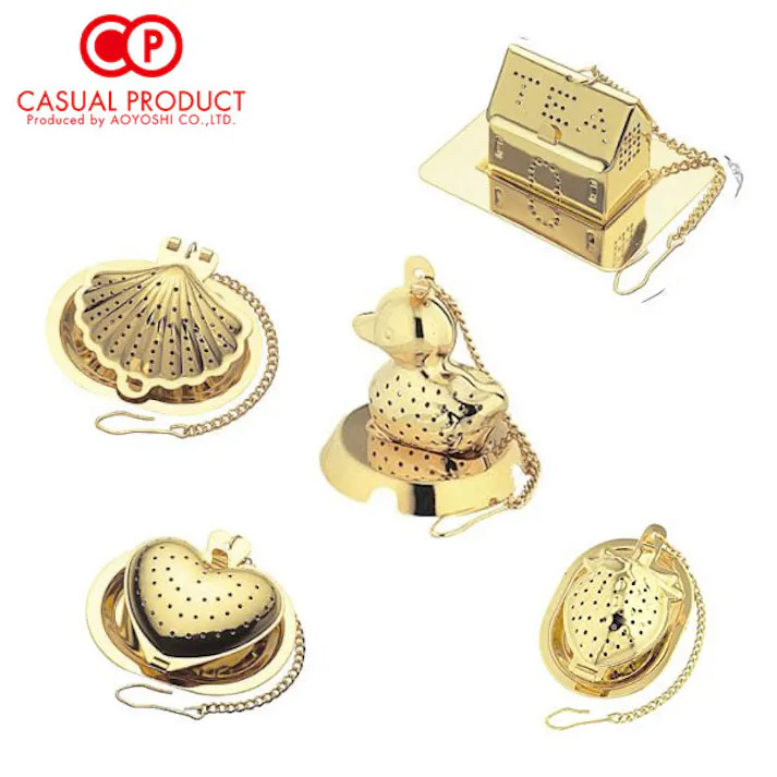 CASUAL PRODUCT 18-8ステンレス ティーストレーナー ゴールド(金メッキ) 全5種【ティーインフューザー 茶漉し 茶こし 紅茶 ストレーナー 日本製 カジュアルプロダクト 青芳製作所】ゴールドハート