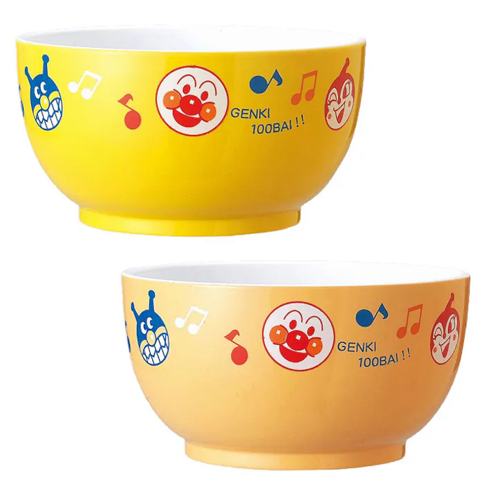 アンパンマン 塗小 どんぶり イエロー/ベージュ【丼 食器 子供 キッズ プラスチック 子供用食器 キャラクター グッズ 食洗機対応 電子レンジ対応 金正陶器 日本製】