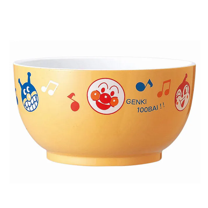 アンパンマン 塗小 どんぶり イエロー/ベージュ【丼 食器 子供 キッズ プラスチック 子供用食器 キャラクター グッズ 食洗機対応 電子レンジ対応 金正陶器 日本製】
