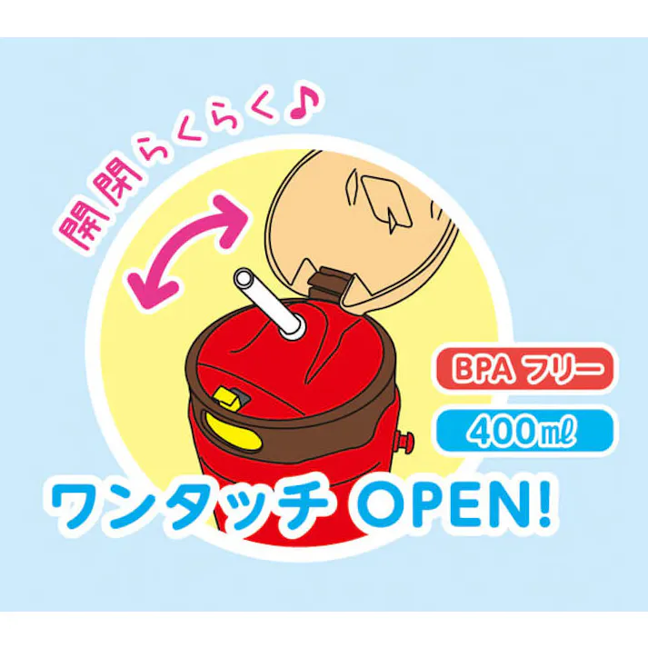 アンパンマン ストロー付ダイカット水筒 400ml KK317【キッズ 食器 ストロー水筒 子供用水筒 プラスチック 子供用 キャラクター グッズ】