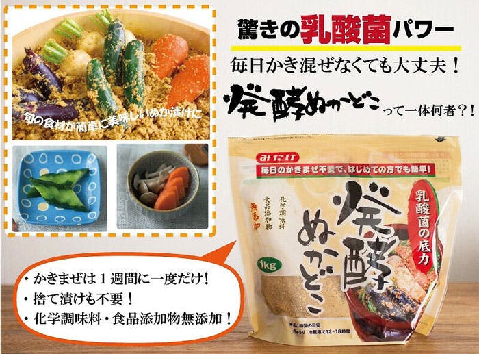 ちょっとぬか漬け容器 発酵ぬか床1kg ぬか漬けスターターセット