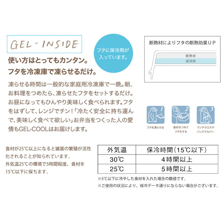 ジェルクール プラスデリ1段 490ml 保冷剤一体型ランチボックス【三好製作所 GEL-COOL plus deli 保冷 ランチボックス 弁当箱 日本製】 ミルクホワイト