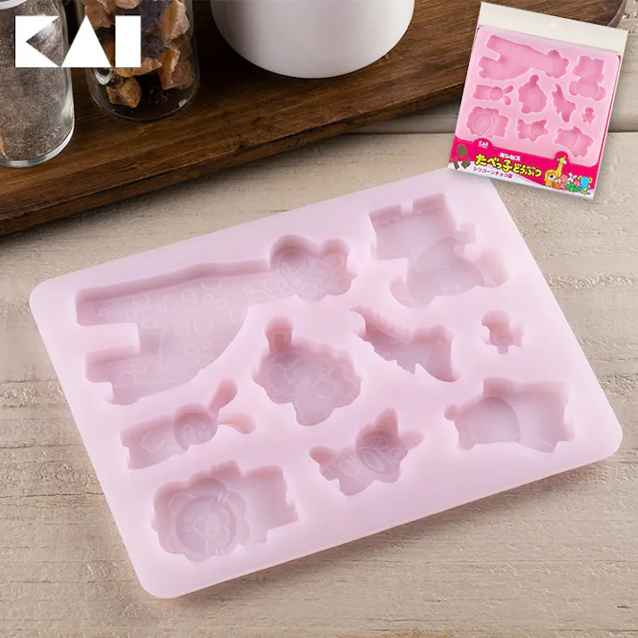 たべっ子どうぶつ シリコーンチョコ型 DL8102 貝印 kai【たべっこどうぶつ グッズ チョコレート型 お菓子型 シリコン キャラクター 動物】
