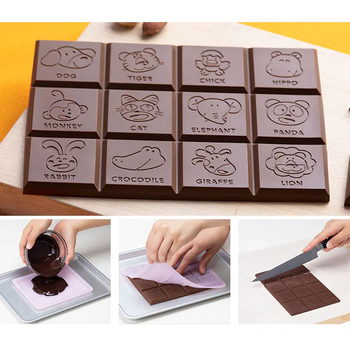たべっ子どうぶつ 板チョコ型 DL8103 貝印 kai【たべっこどうぶつ グッズ チョコレート型 お菓子型 シリコン キャラクター 動物】