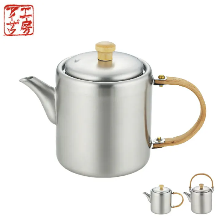 工房アイザワ ブラックピーマン ストレートポット 400ml ステンレス 茶漉し付き 横手 70245 弦手 70246【アイザワ 急須 ティーポット ストレーナー付き 茶こし 1~2杯 日本製】 横手