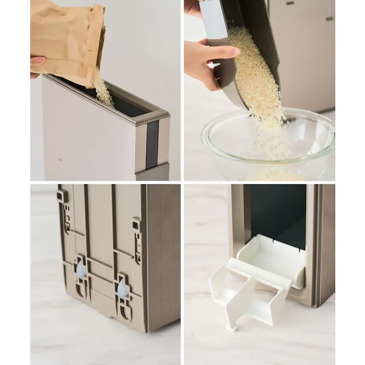 スリム米びつ 6kg RCY-06CG エムケー精工【米びつ スリム レバー式 計量米びつ シンク下収納 キッチンすきま収納】