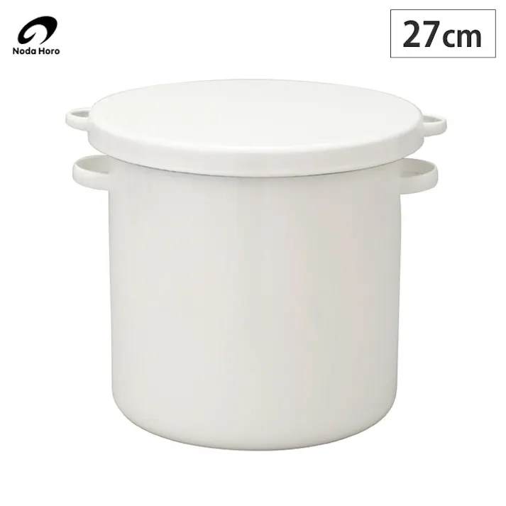野田琺瑯 ラウンドストッカー27cm 15L ホーロー容器 WRS-27【ホーロー 琺瑯 保存容器 米びつ 味噌 みそ 梅干し 漬物容器 ほうろう 容器 ぬか漬け 日本製】