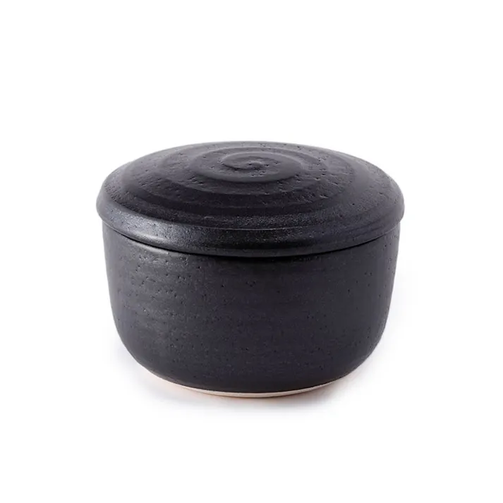 日常茶飯器 黒 おひつ 大 萬古焼 0100-0005【ご飯 ごはん 保存容器 冷蔵庫 お櫃 陶器 2合 電子レンジ対応 万古焼 日本製】