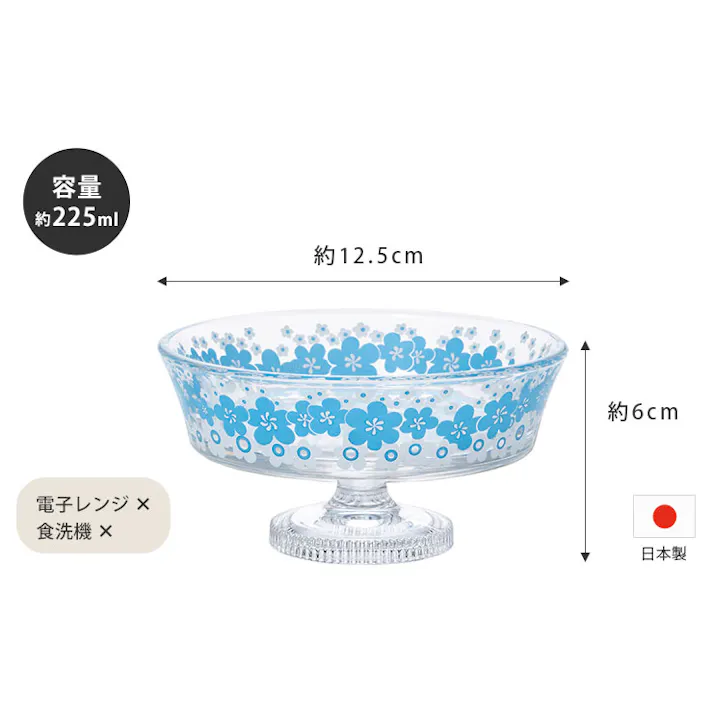 アデリアレトロ 脚付きデザート 浅型【デザートカップ アイス デザートグラス 脚付きグラス ガラス 食器 レトロ 日本製】 花の輪