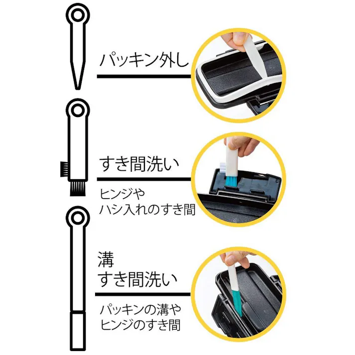 お弁当の溝・すき間洗い ブラシ パッキン外し付き スケーター BRL2S【キッチン 台所】