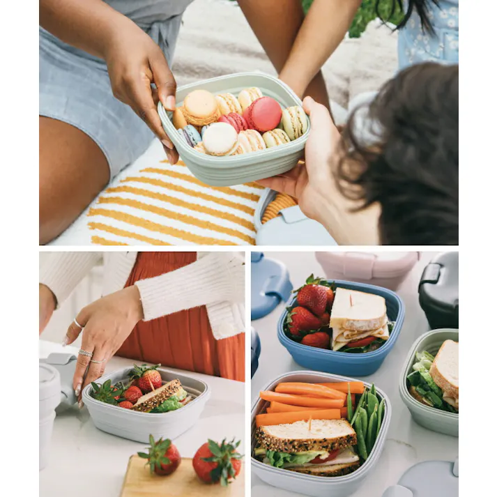 ストージョ ボックス stojo BOX 700ml 24oz【折り畳み 弁当箱 フードコンテナ フードボックス 折りたたみ ランチボックス シリコン 食洗機対応 電子レンジOK】 DENIM