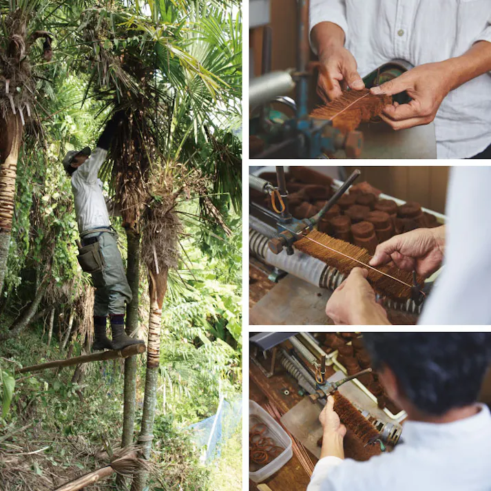 高田耕造商店 しゅろのやさしいたわし からだ用 檜柄 長【ボディブラシ 背中 ロングハンドル 柄付き 棕櫚 たわし 体 洗い お風呂グッズ 日本製】