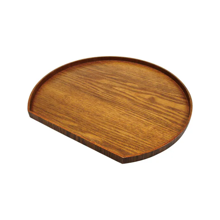 ノンスリップ 半月盆 漆 36cm 藍花 64526【木製 トレー すべり止め加工 お盆 トレイ すべらない】