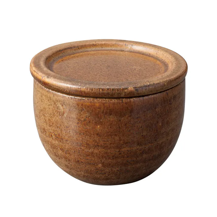 ハングアウト ライスコンテナ 1合 信楽焼 Hangout Rice container Hg-7【おひつ 陶器 一合 調湿 電子レンジ対応 冷凍保存 日本製 信楽】 ブラウン