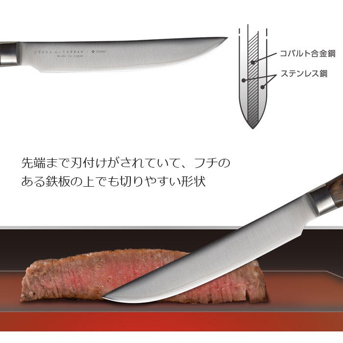 大人の鉄板 ステーキナイフ&ミートフォーク OTS8107 オークス 藤次郎