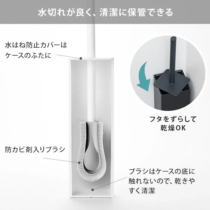 ティディ プラタワフォートイレ コンパクト tidy PlaTawa for toilet compact アッシュコンセプト テラモト【トイレブラシ トイレ 便器 掃除 コンパクト 掃除用品】 ブラック
