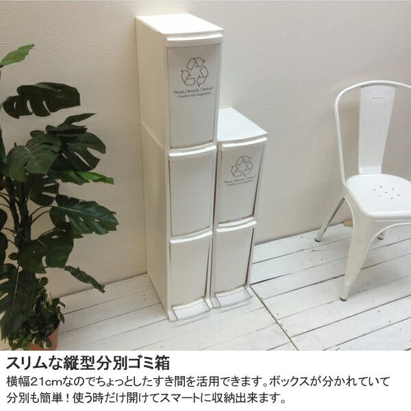 分別 スリムダストボックス 3分別 30L スリム ゴミ箱 LFS-933WH