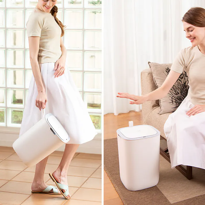 EKO モランディ スマート センサービン 12L 電池式 イーケーオー EK6288-12L【ゴミ箱 自動開閉 センサー 電動 スリム 生ゴミ ダストボックス スクエア ふた付き センサーゴミ箱 キッチン 洗面所 リビング におい軽減】 ホワイト