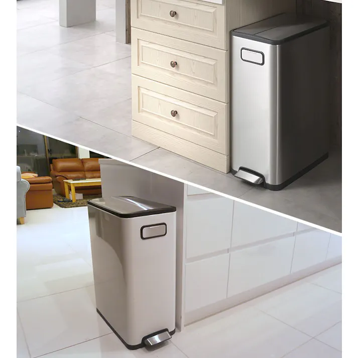 EKO エコフライ ステップビン 20L+20L 分別 ペダル式 ゴミ箱 両開き キャスター付き イーケーオー シルバー EK9377【大容量 静音 ダストボックス ふた付き ペダル 両開きゴミ箱 低い キッチン カウンター下 リビング オフィス】