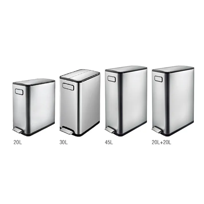 EKO エコフライ ステップビン 20L+20L 分別 ペダル式 ゴミ箱 両開き キャスター付き イーケーオー シルバー EK9377【大容量 静音 ダストボックス ふた付き ペダル 両開きゴミ箱 低い キッチン カウンター下 リビング オフィス】