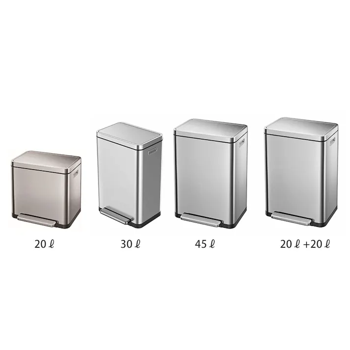 EKO エックスキューブ ステップビン 30L ペダル式 ゴミ箱 イーケーオー EK9368MT-30L【ごみ箱 抗菌 密閉 生ゴミ 臭わない ダストボックス 30リットル ペダル ステンレス キッチン リビング 正規販売店 PREMIUM LINE】 シルバー