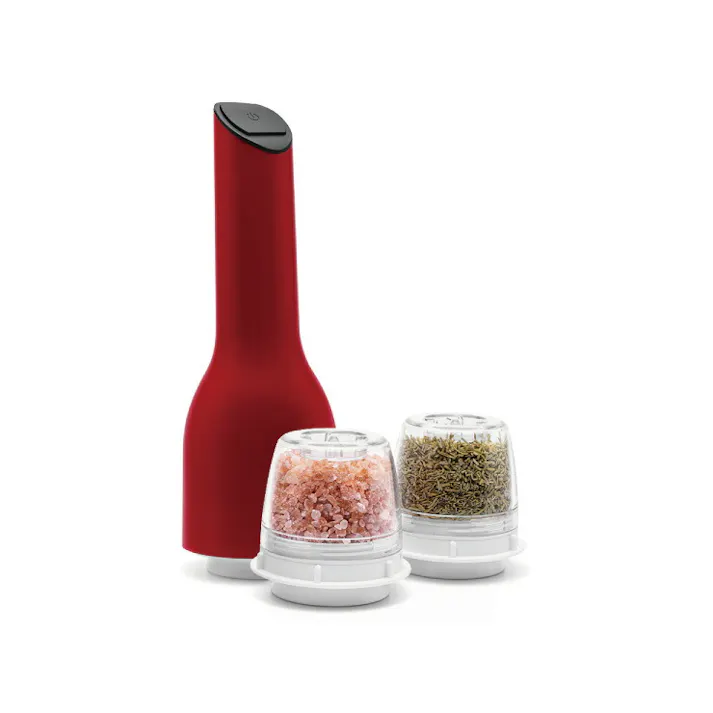フィナミル 電動スパイスミル finamill LEDライト付き FM-001【電動ミル 塩 胡椒 ソルト ペッパー ミル セット ごまミル スパイスミル 電動 キッチン家電】 チェリーレッド
