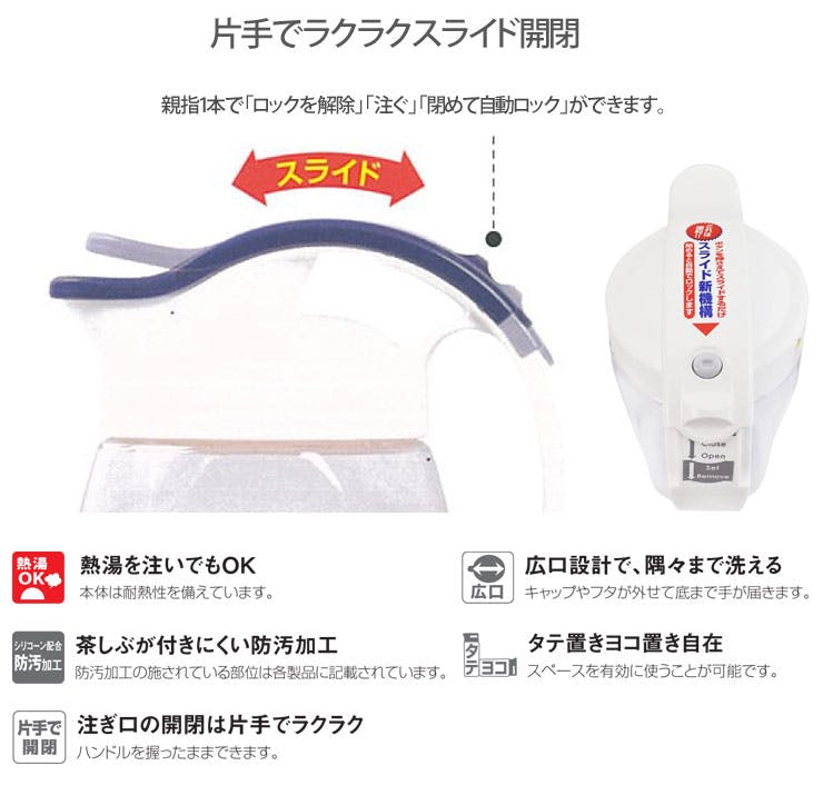 岩崎工業 タテヨコ スライド ピッチャー 700ml ラストロウェア K