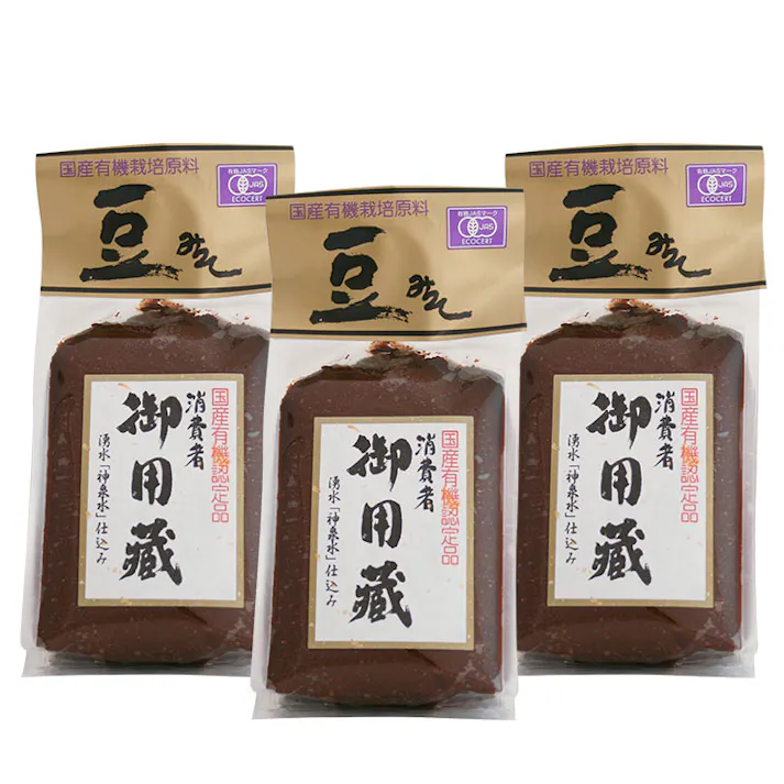 ヤマキ醸造 国産有機豆味噌 500g 3個セット 有機JAS認証 消費者御用蔵【豆みそ 味噌 有機 無添加 国産 オーガニック 生みそ 豆味噌 有機大豆 日本製 食品】