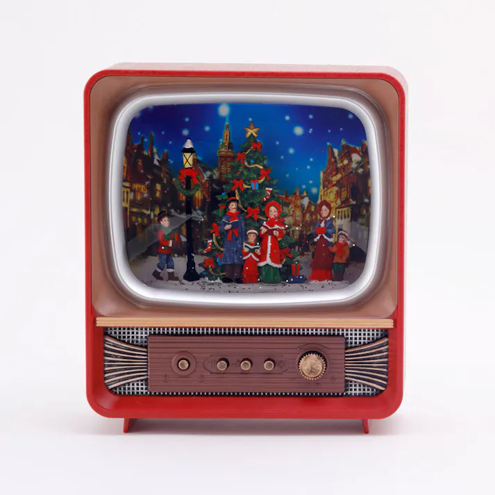 クリスマスウォーターグローブ Red TV【クリスマス スノードーム オルゴール 電動 置物 光る USB クリスマスグッズ】