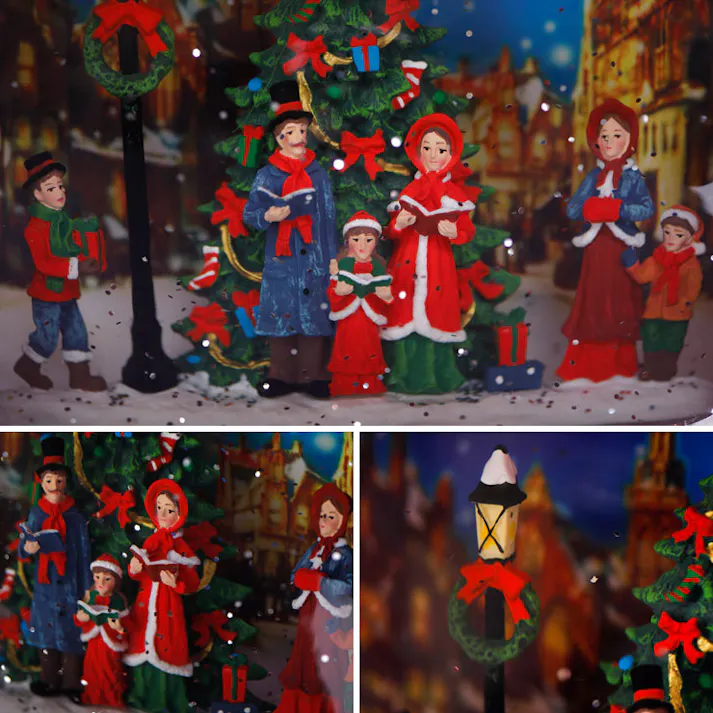 クリスマスウォーターグローブ Red TV【クリスマス スノードーム オルゴール 電動 置物 光る USB クリスマスグッズ】