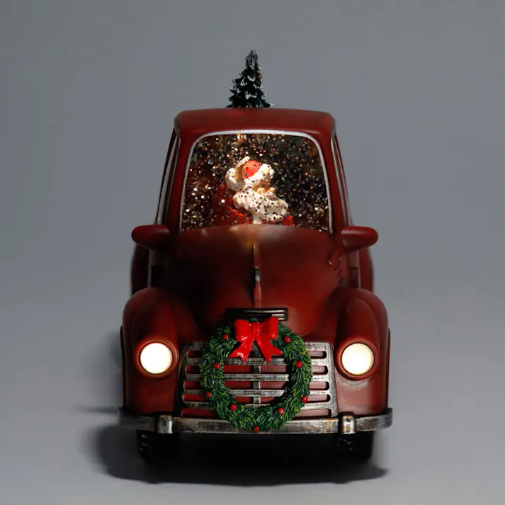 クリスマスウォーターグローブ Santa in car【サンタクロース スノードーム オルゴール 電動 サンタ 置物 光る USB クリスマスグッズ】
