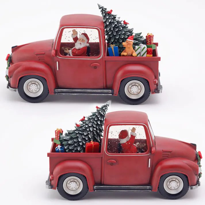 クリスマスウォーターグローブ Santa in car【サンタクロース スノードーム オルゴール 電動 サンタ 置物 光る USB クリスマスグッズ】