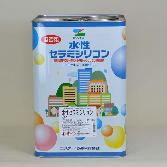 水性セラミシリコン 16kg 3分艶 黒系/ 濃彩色 エスケー化研 外壁